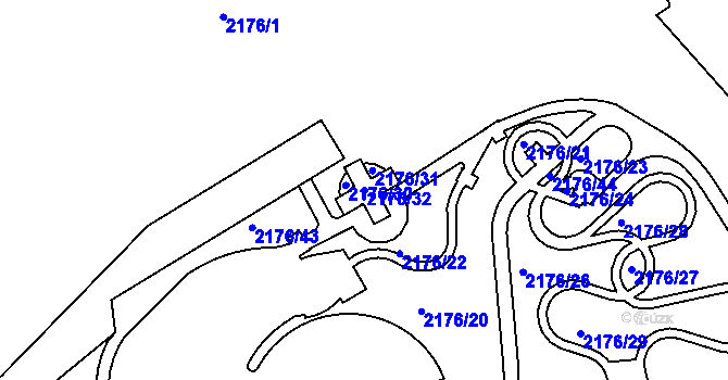 Parcela st. 2176/32 v KÚ Klášterec nad Ohří, Katastrální mapa