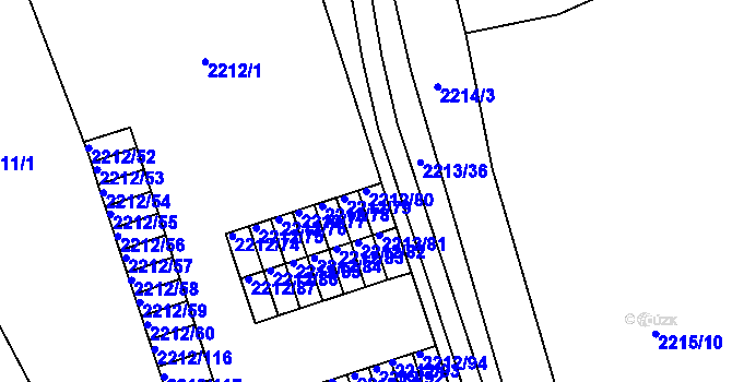 Parcela st. 2212/80 v KÚ Klášterec nad Ohří, Katastrální mapa