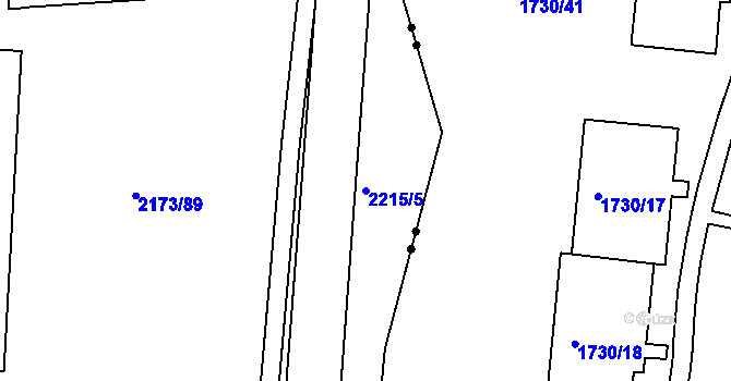 Parcela st. 2215/5 v KÚ Klášterec nad Ohří, Katastrální mapa
