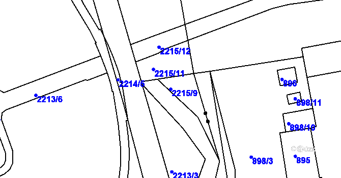 Parcela st. 2215/9 v KÚ Klášterec nad Ohří, Katastrální mapa