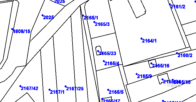Parcela st. 2165/23 v KÚ Klášterec nad Ohří, Katastrální mapa