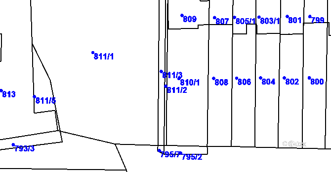 Parcela st. 811/2 v KÚ Klášterec nad Ohří, Katastrální mapa