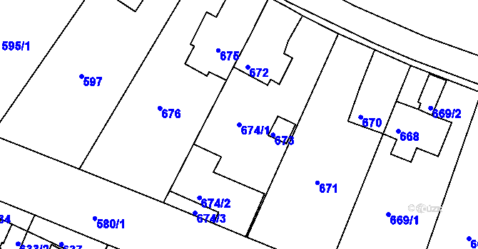 Parcela st. 674/1 v KÚ Klášterec nad Ohří, Katastrální mapa