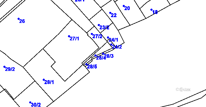 Parcela st. 28/3 v KÚ Klášterec nad Ohří, Katastrální mapa