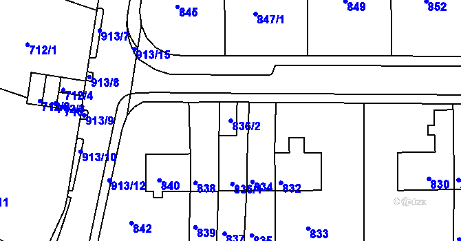 Parcela st. 836/2 v KÚ Klášterec nad Ohří, Katastrální mapa
