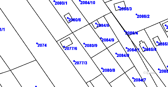 Parcela st. 2080/9 v KÚ Klášterec nad Ohří, Katastrální mapa