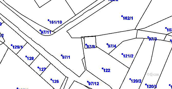 Parcela st. 97/9 v KÚ Klášterec nad Ohří, Katastrální mapa