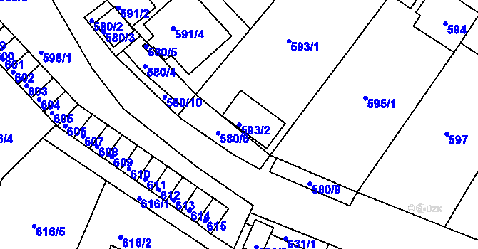 Parcela st. 593/2 v KÚ Klášterec nad Ohří, Katastrální mapa