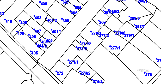 Parcela st. 270/2 v KÚ Klášterec nad Ohří, Katastrální mapa