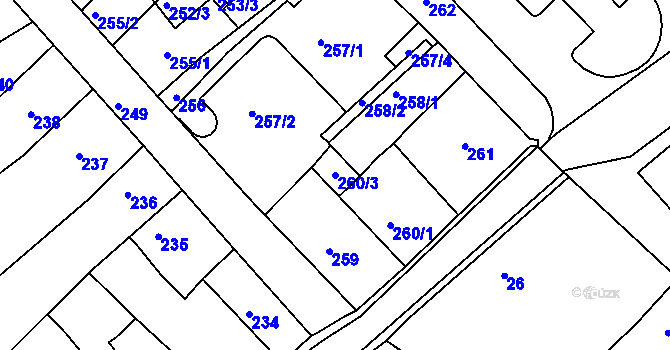Parcela st. 260/3 v KÚ Klášterec nad Ohří, Katastrální mapa