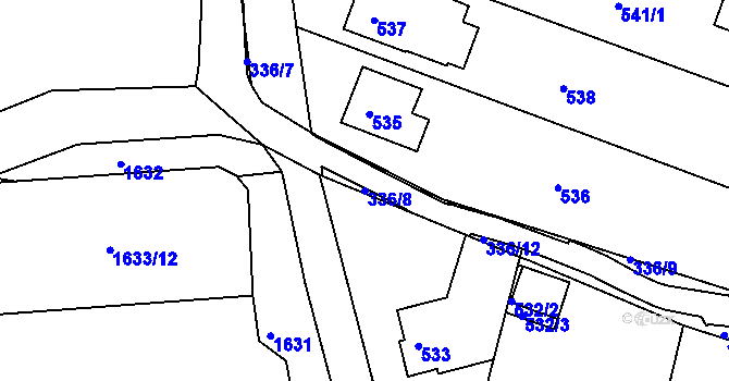 Parcela st. 336/8 v KÚ Klášterec nad Ohří, Katastrální mapa