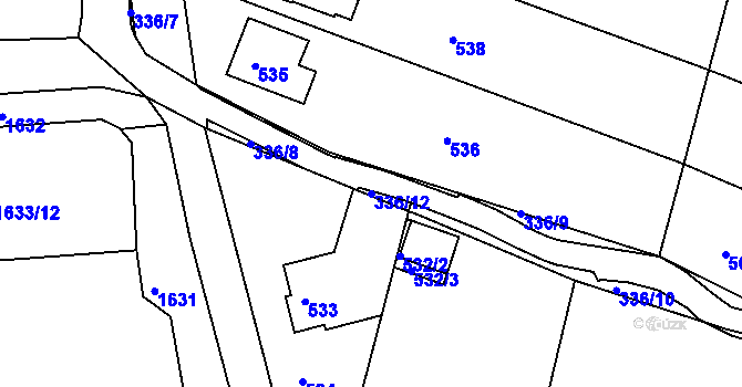 Parcela st. 336/12 v KÚ Klášterec nad Ohří, Katastrální mapa