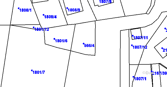 Parcela st. 566/4 v KÚ Klášterec nad Ohří, Katastrální mapa