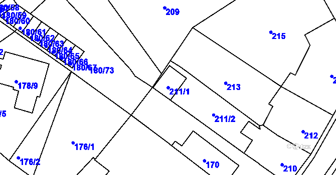 Parcela st. 211/1 v KÚ Klášterec nad Ohří, Katastrální mapa