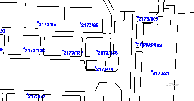 Parcela st. 2173/138 v KÚ Klášterec nad Ohří, Katastrální mapa
