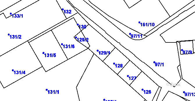 Parcela st. 129/1 v KÚ Klášterec nad Ohří, Katastrální mapa