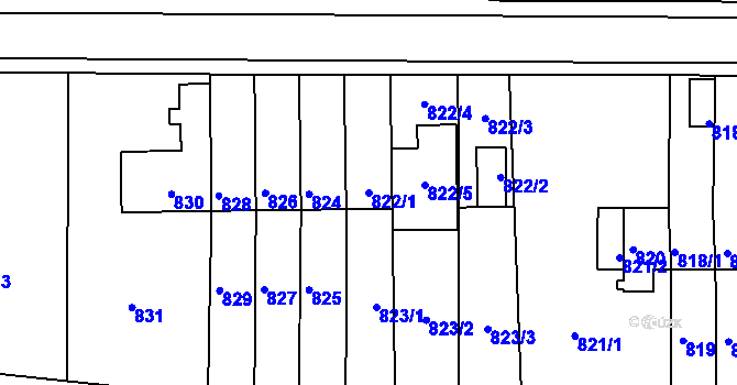 Parcela st. 822/1 v KÚ Klášterec nad Ohří, Katastrální mapa