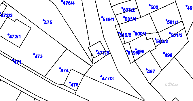 Parcela st. 477/5 v KÚ Klášterec nad Ohří, Katastrální mapa