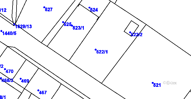 Parcela st. 522/1 v KÚ Klášterec nad Ohří, Katastrální mapa