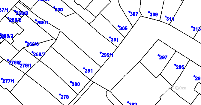 Parcela st. 299/1 v KÚ Klášterec nad Ohří, Katastrální mapa