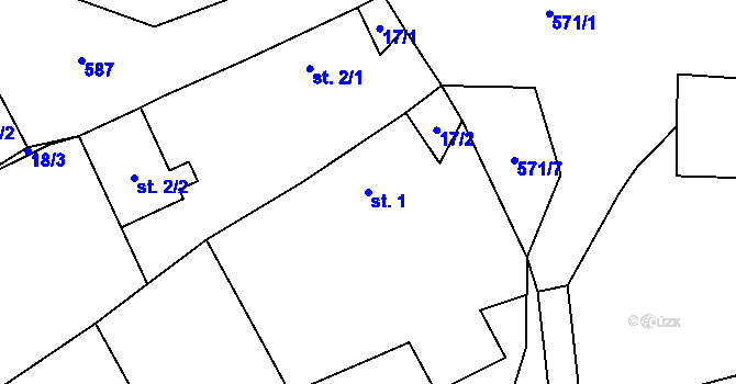 Parcela st. 1 v KÚ Klášterecká Jeseň, Katastrální mapa