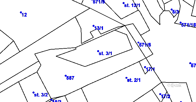 Parcela st. 3/1 v KÚ Klášterecká Jeseň, Katastrální mapa