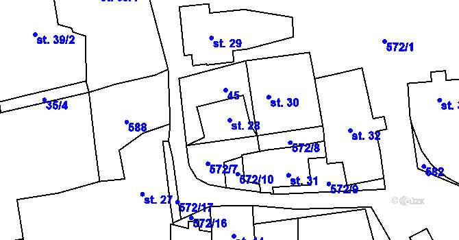 Parcela st. 28 v KÚ Klášterecká Jeseň, Katastrální mapa
