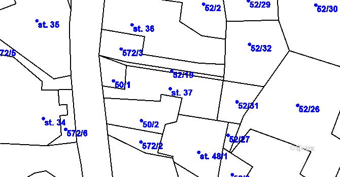 Parcela st. 37 v KÚ Klášterecká Jeseň, Katastrální mapa