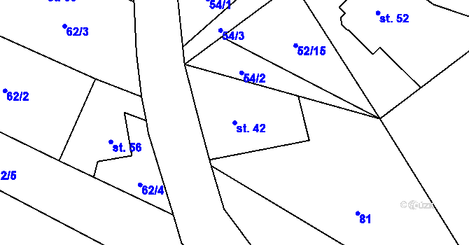 Parcela st. 42 v KÚ Klášterecká Jeseň, Katastrální mapa