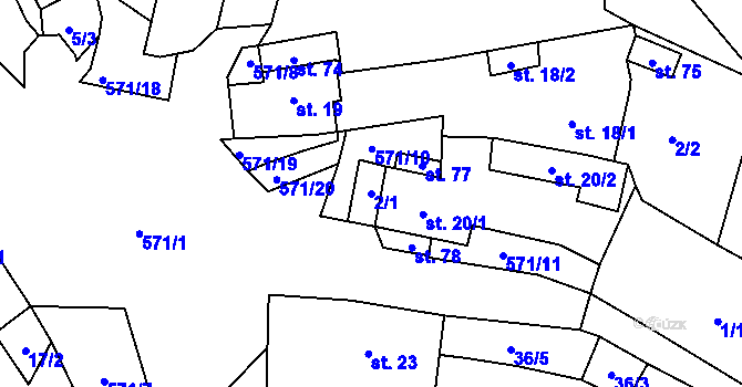 Parcela st. 2/1 v KÚ Klášterecká Jeseň, Katastrální mapa