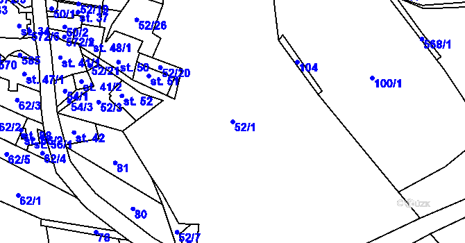 Parcela st. 52/1 v KÚ Klášterecká Jeseň, Katastrální mapa