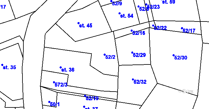 Parcela st. 52/2 v KÚ Klášterecká Jeseň, Katastrální mapa