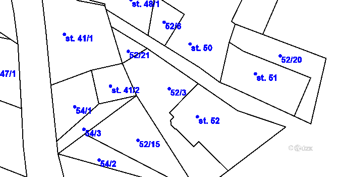 Parcela st. 52/3 v KÚ Klášterecká Jeseň, Katastrální mapa