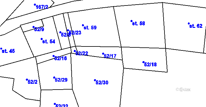 Parcela st. 52/17 v KÚ Klášterecká Jeseň, Katastrální mapa