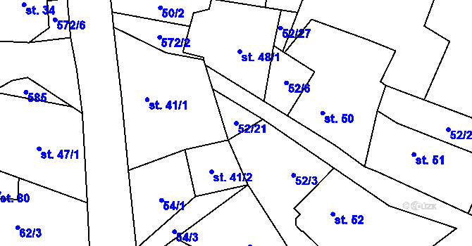 Parcela st. 52/21 v KÚ Klášterecká Jeseň, Katastrální mapa