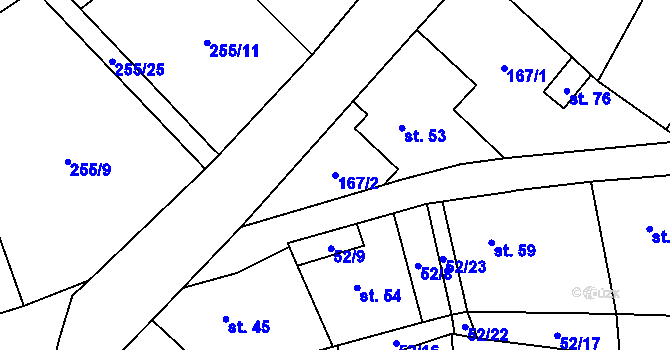 Parcela st. 167/2 v KÚ Klášterecká Jeseň, Katastrální mapa