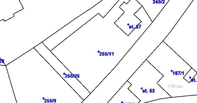 Parcela st. 255/11 v KÚ Klášterecká Jeseň, Katastrální mapa
