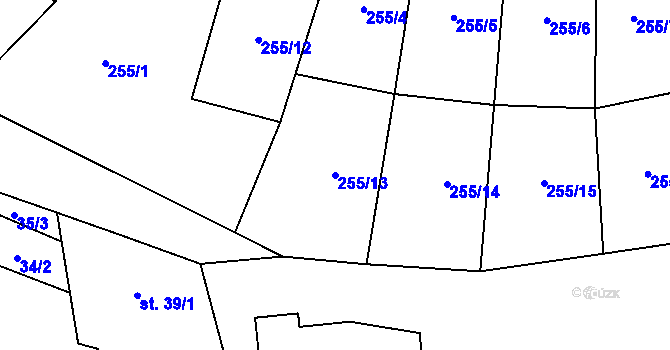 Parcela st. 255/13 v KÚ Klášterecká Jeseň, Katastrální mapa