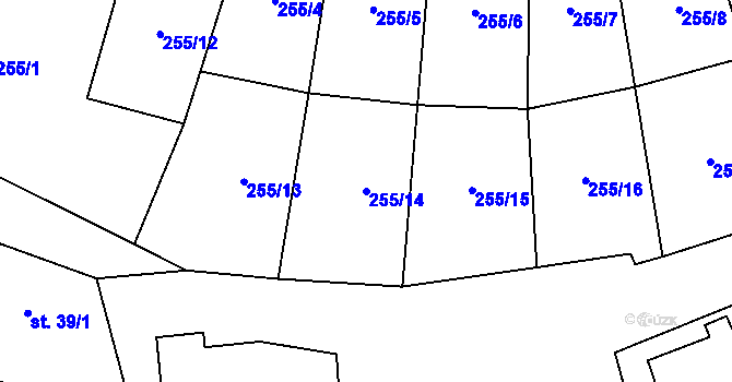 Parcela st. 255/14 v KÚ Klášterecká Jeseň, Katastrální mapa