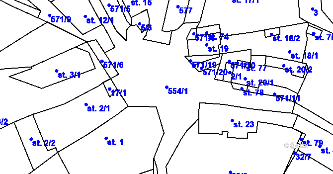 Parcela st. 554/1 v KÚ Klášterecká Jeseň, Katastrální mapa