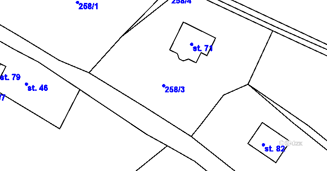 Parcela st. 258/3 v KÚ Klášterecká Jeseň, Katastrální mapa