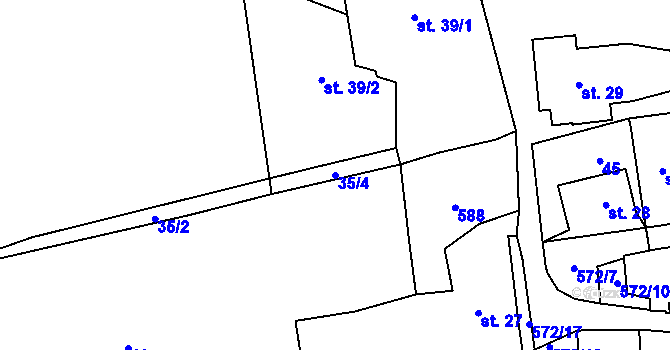 Parcela st. 35/4 v KÚ Klášterecká Jeseň, Katastrální mapa