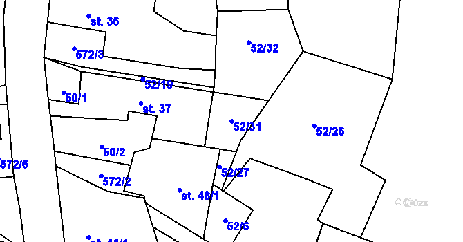 Parcela st. 52/31 v KÚ Klášterecká Jeseň, Katastrální mapa