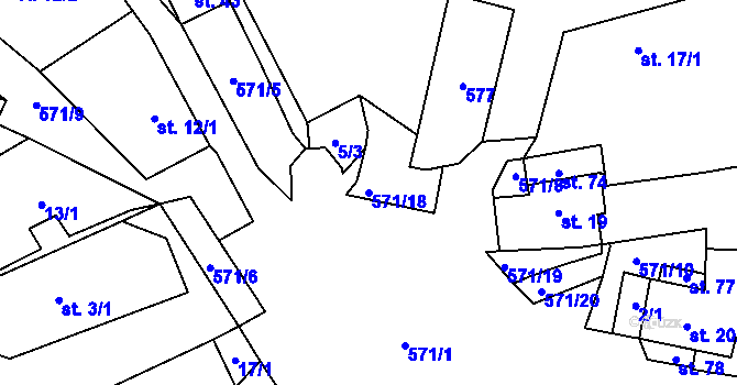 Parcela st. 571/18 v KÚ Klášterecká Jeseň, Katastrální mapa