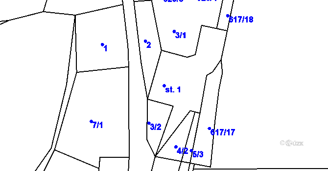 Parcela st. 1 v KÚ Lestkov u Klášterce nad Ohří, Katastrální mapa