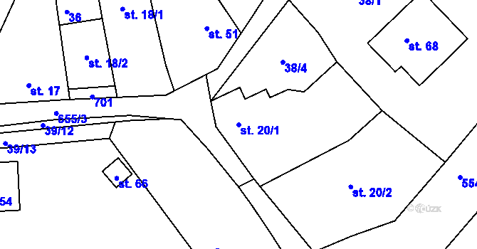 Parcela st. 20/1 v KÚ Lestkov u Klášterce nad Ohří, Katastrální mapa