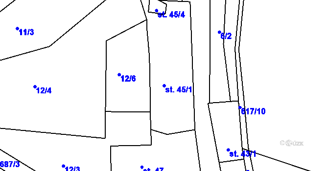 Parcela st. 45/1 v KÚ Lestkov u Klášterce nad Ohří, Katastrální mapa