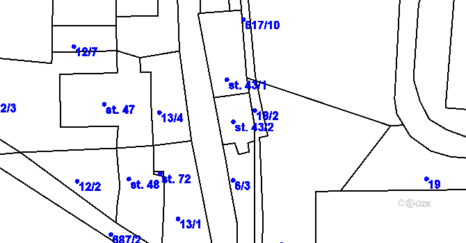Parcela st. 43/2 v KÚ Lestkov u Klášterce nad Ohří, Katastrální mapa