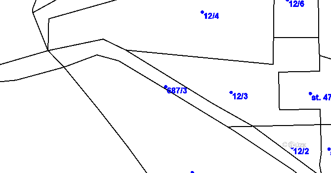 Parcela st. 687/3 v KÚ Lestkov u Klášterce nad Ohří, Katastrální mapa