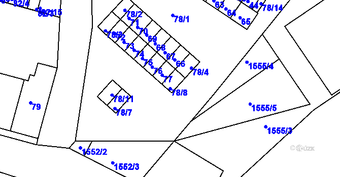 Parcela st. 78/8 v KÚ Miřetice u Klášterce nad Ohří, Katastrální mapa